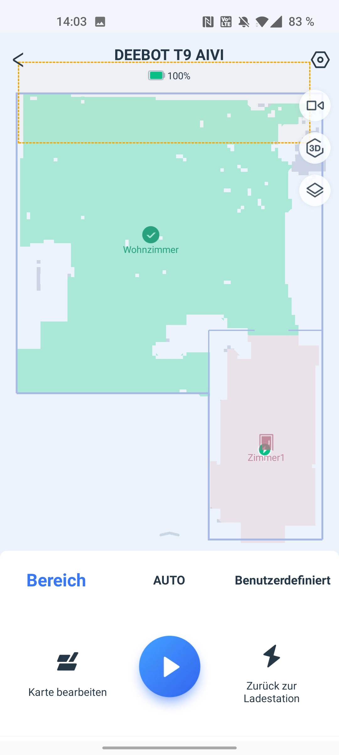 ECOVACS Deebot T9 AIVI Saugroboter Bereichs