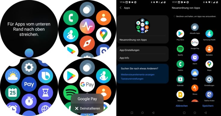 Samsung Galaxy Watch 4 Apps anordnen deinstallieren