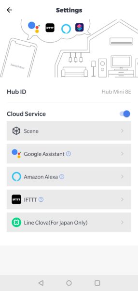 SwitchBot Hub Mini Cloud Service Einstellungen