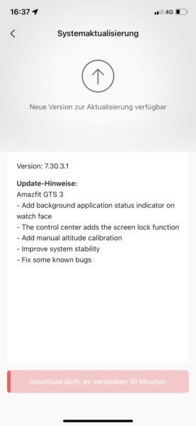 Amazfit GTS 3 App Updates