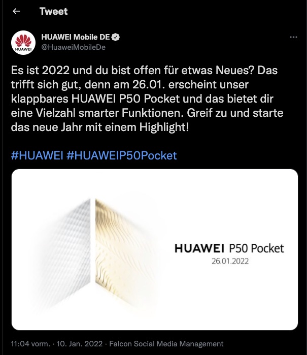 Huawei P50 Pocket Tweet