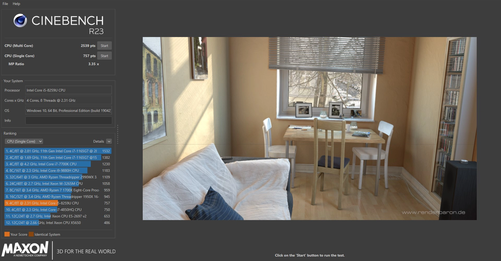 Teclast TBolt 20 Pro Notebook Cinebench