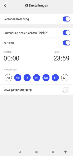 Chuango Alarm-System Kamera Einstellungen Zeitplan
