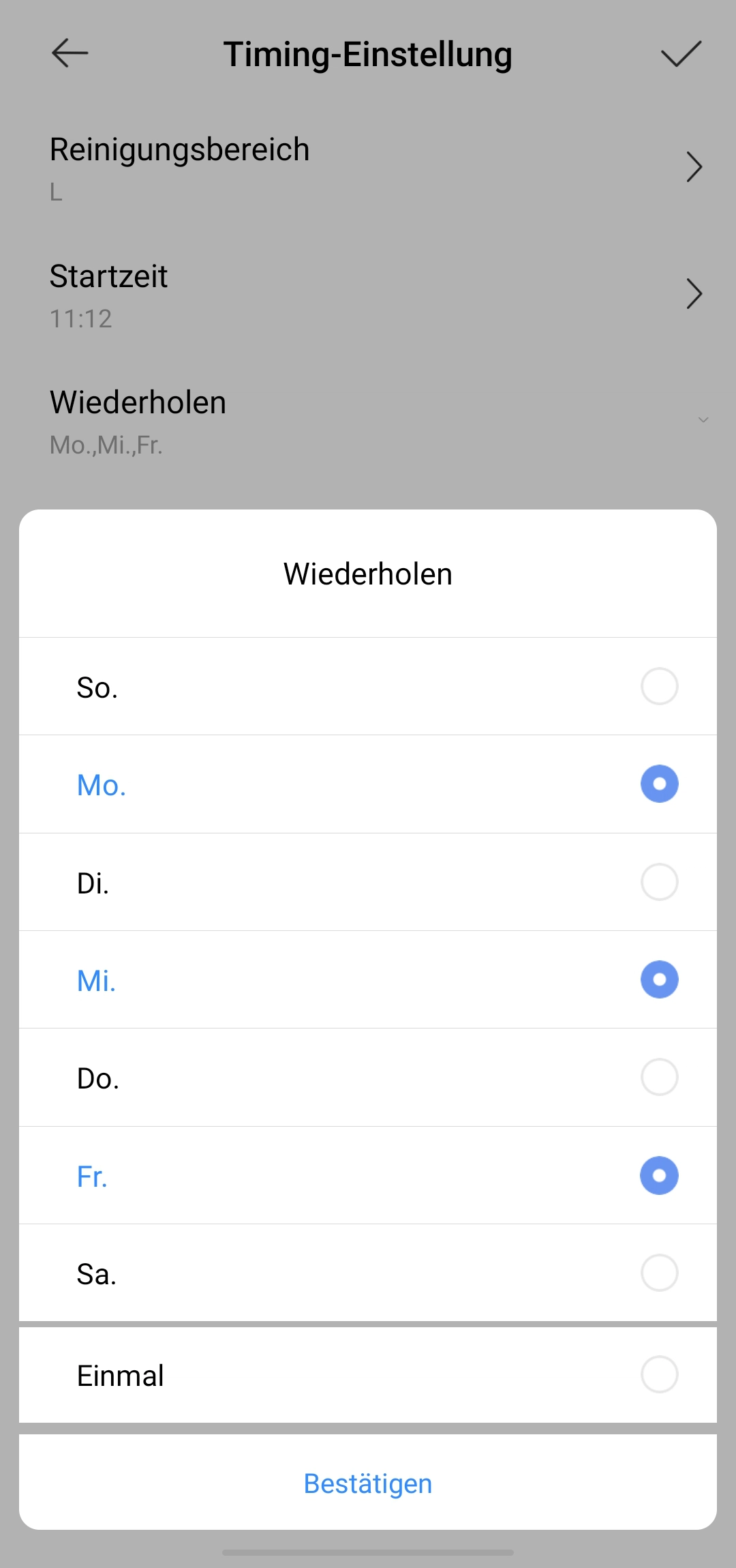 Dreame W10 Saugwischroboter Zeitplan