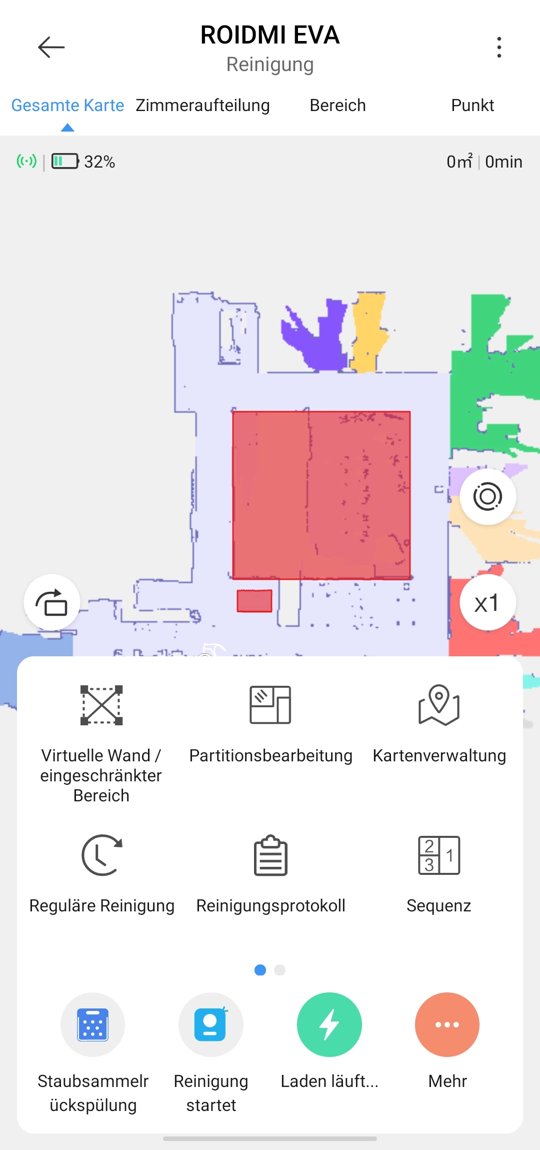 ROIDMI EVA Saugwischroboter Einstellmenue