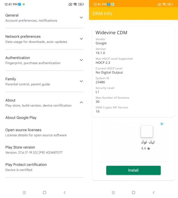 Xiaomi Widevine Level 1 Google Play Zertifizierung