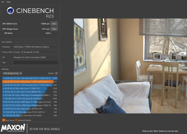 Redmi G 2021 Notebook Cinebench