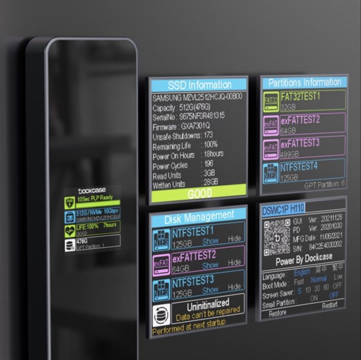 DOCKCASE Smart SSD Festplattengehaeuse Display