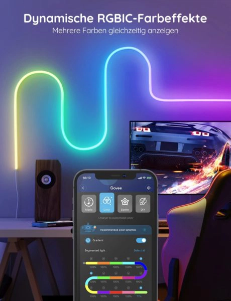 Govee Neon LED-Strip im Zimmer