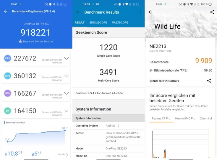 OnePlus 10 Pro Benchmarks Hochleistungsmodus