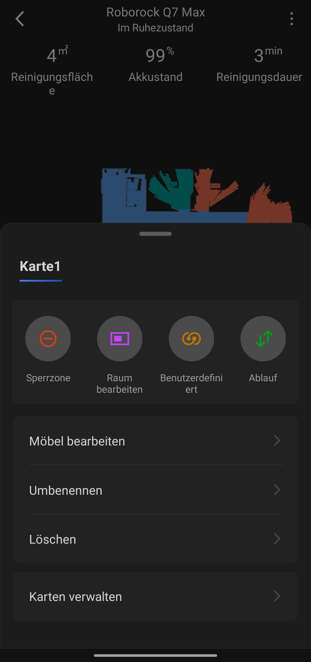 Roborock Q7 Max Saugroboter Karte bearbeiten