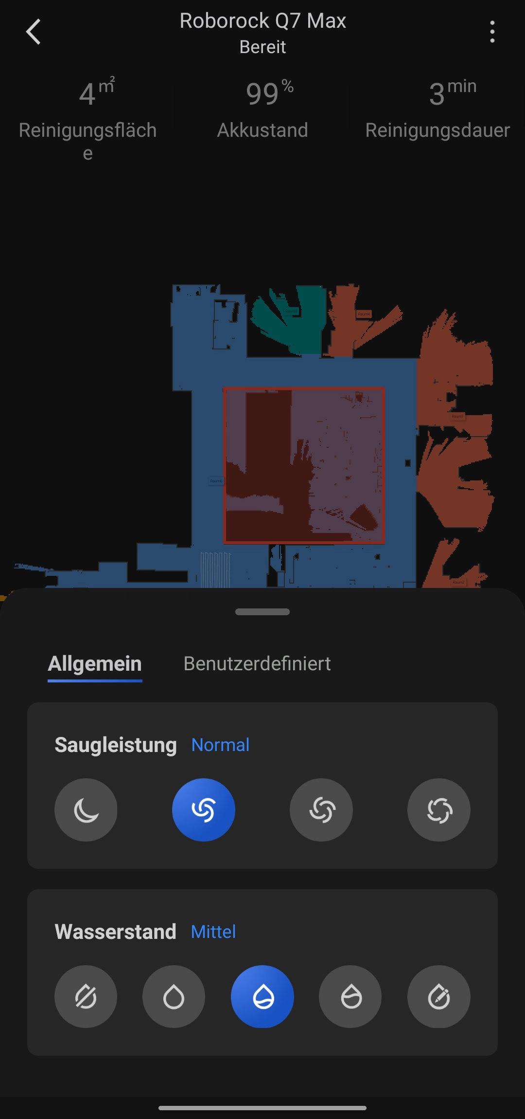 Roborock Q7 Max Saugroboter Saugeinstellungen