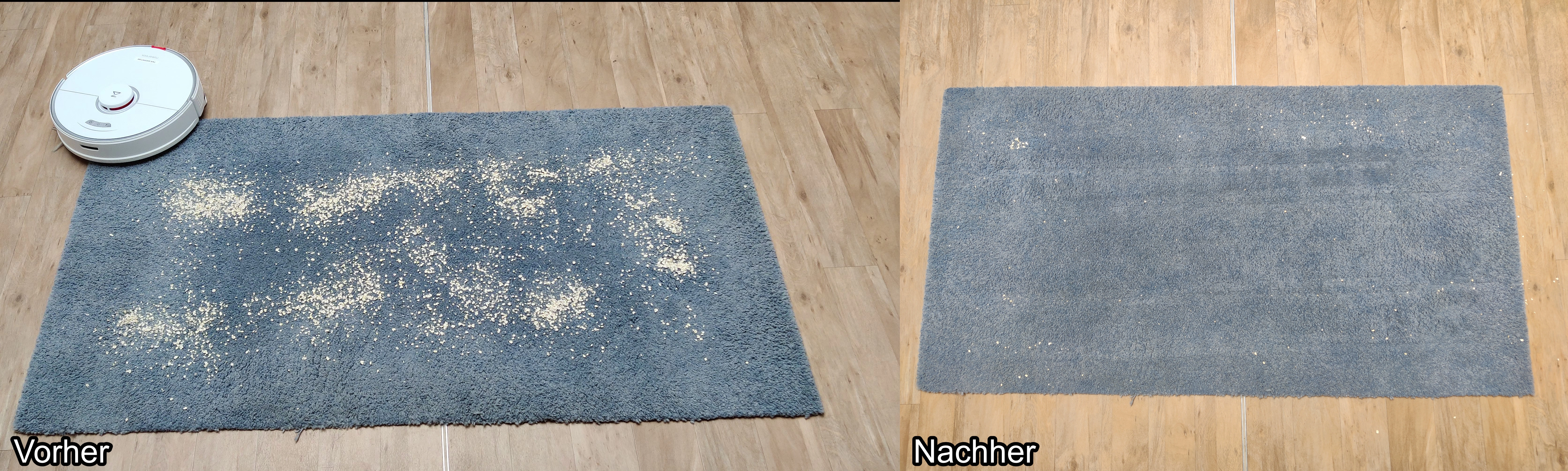 Roborock Q7 Max Saugroboter Wischmopp S7 vorher u. nachher