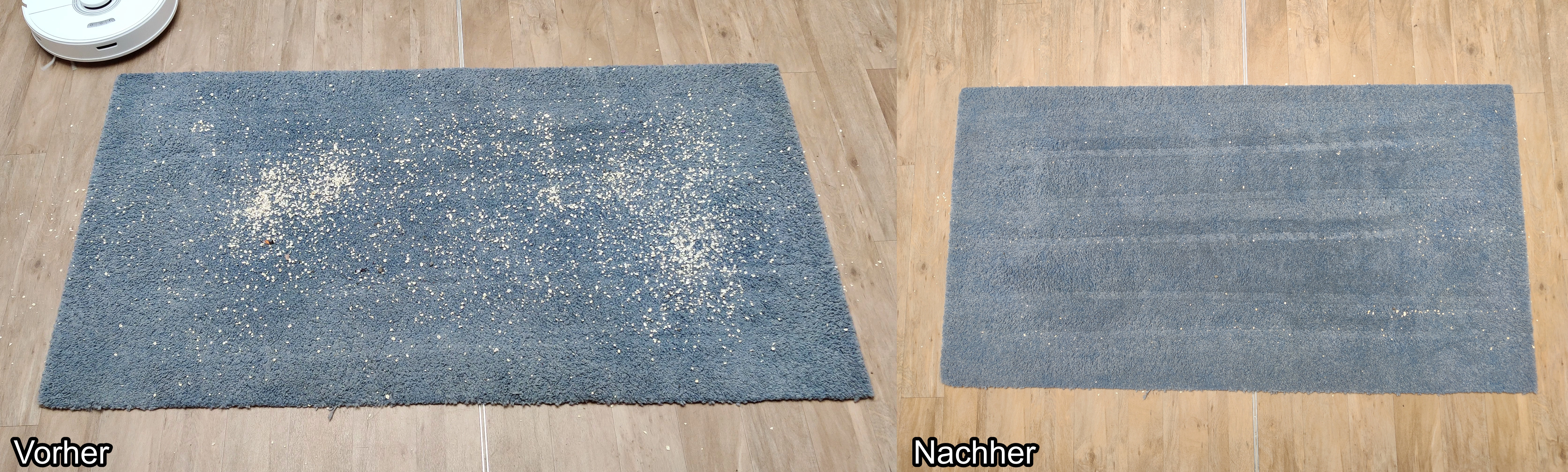 Roborock Q7 Max Saugroboter Wischmopp vorher u. nachher