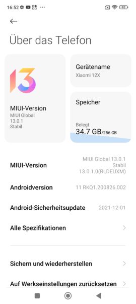 Xiaomi 12X Android 11