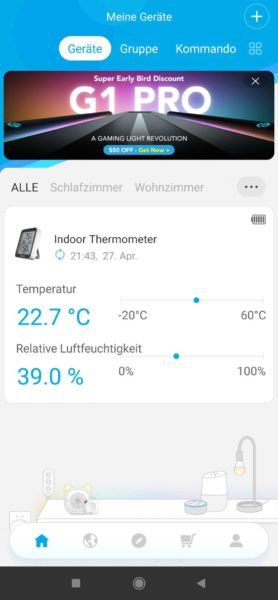 Govee Temperatur und Feuchtigkeitsmessgeraet App