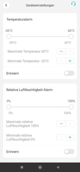 Govee Temperatur und Feuchtigkeitsmessgeraet App Temperatur Einstellungen