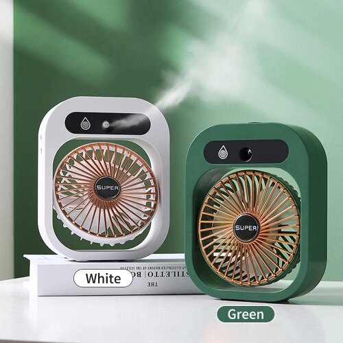tragbarer Luftbefeuchter mit Ventilator in Weiß und Grün