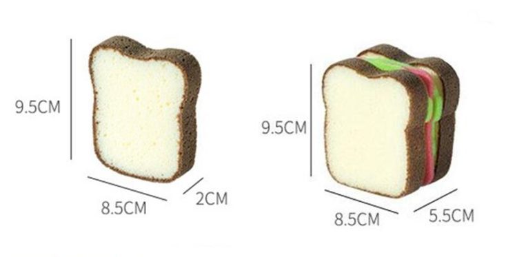 Sandwichschwamm und Toast Groesse
