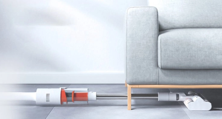 Xiaomi Mijia Dual Brush Akkusauger unter der Couch