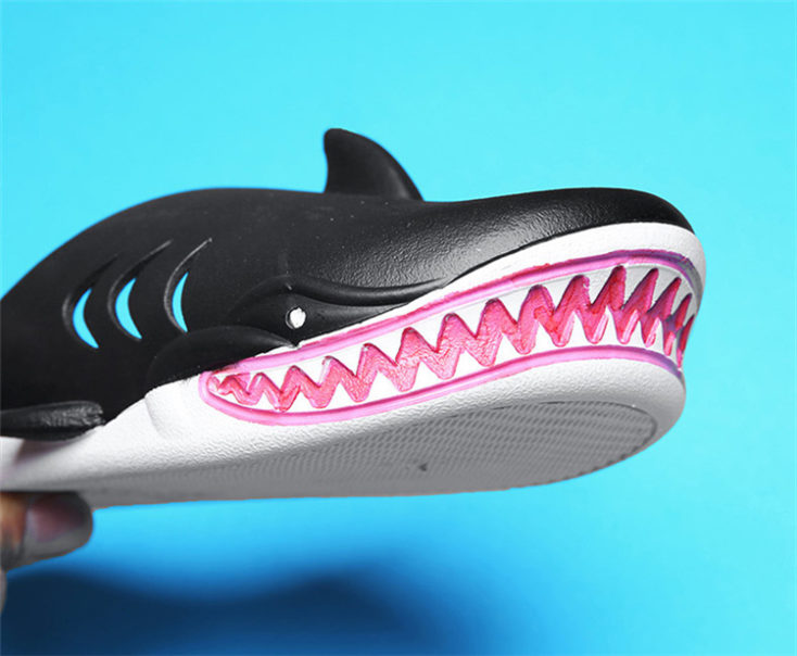 Shark slippers close up