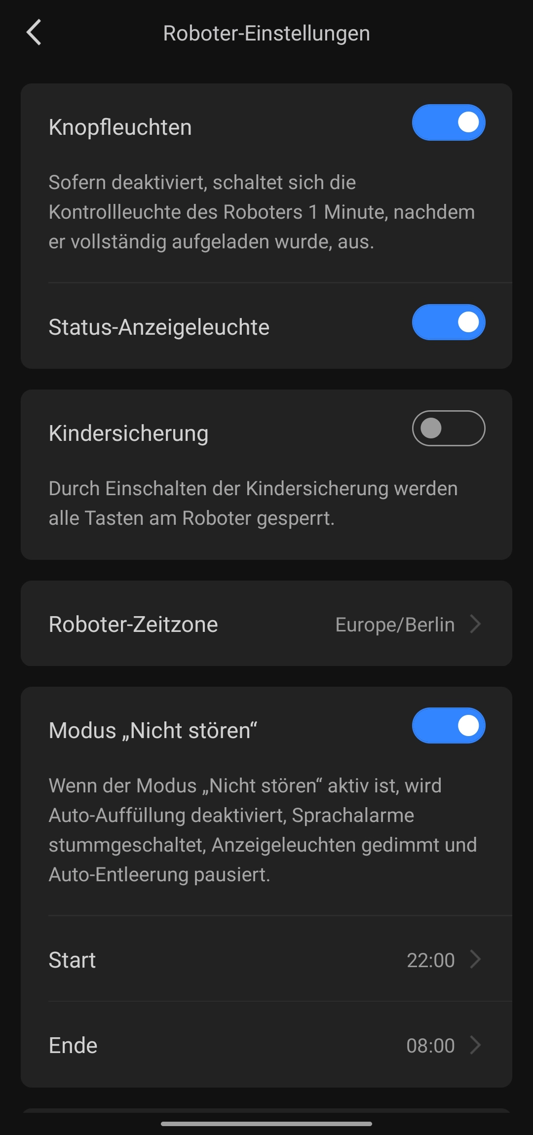 Roborock S7 MaxV Saugroboter Robotereinstellungen