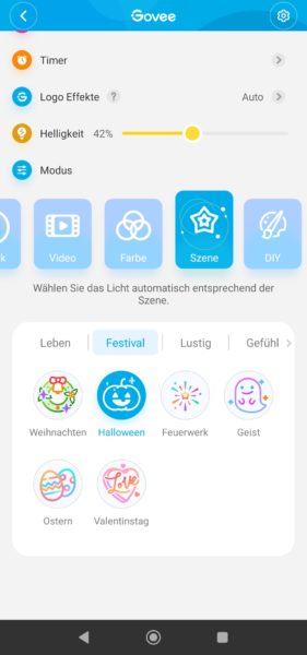 DreamView G1 Pro Gaming Licht App Szene Halloween
