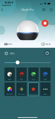 Olight Obulb Pro App Einstellungen