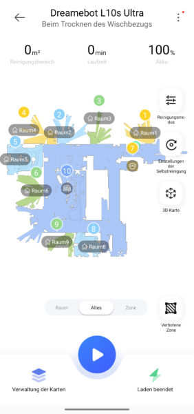 Dreame L10s Ultra Saugroboter App Karte