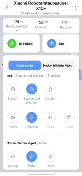 Xiaomi X10 Plus Saugroboter Standardmodus