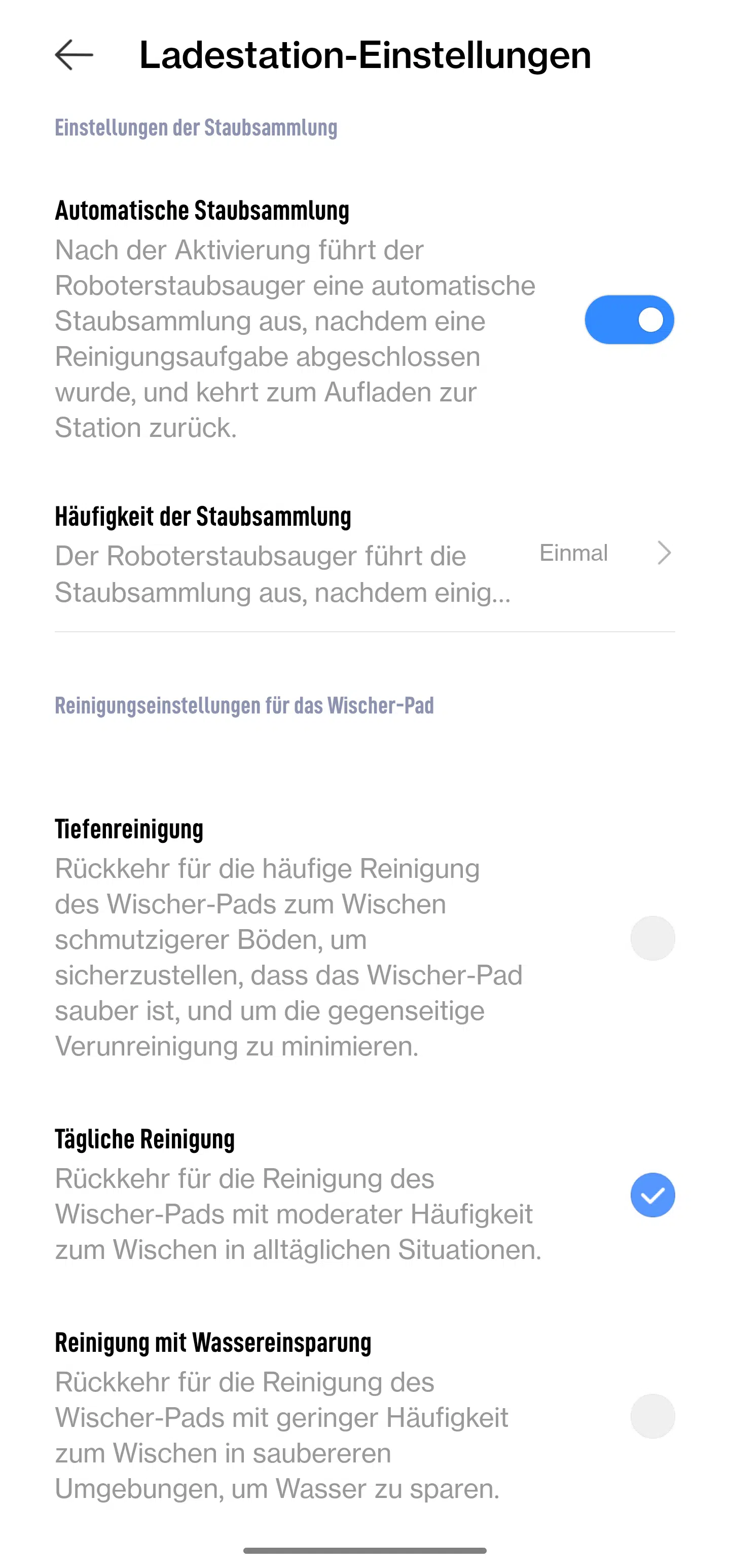 Xiaomi X10 Plus Saugroboter Staubsammlungeinstellungen