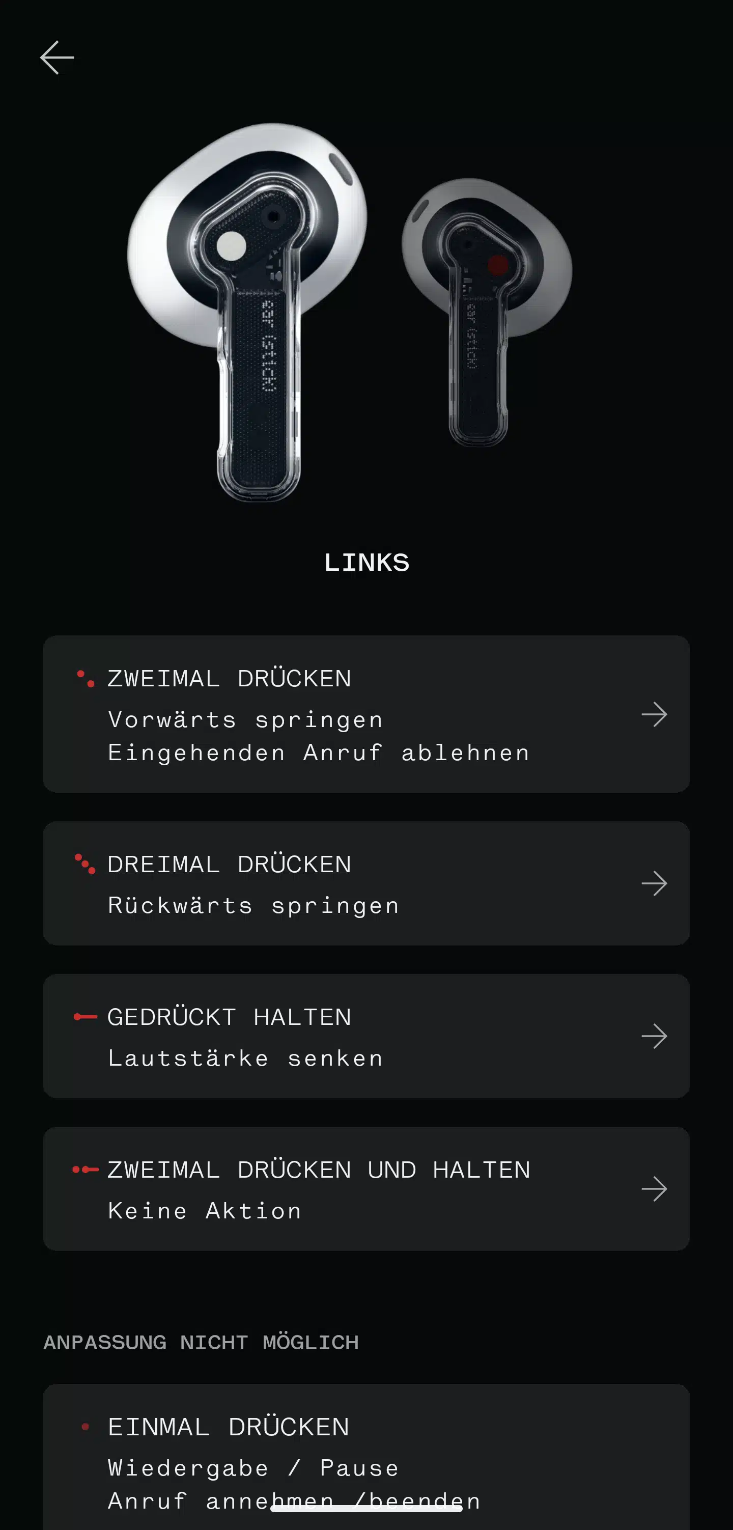 Nothing earstick Kopfhoerer Bedienung