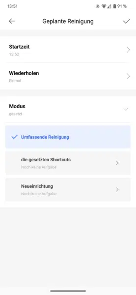 Dreame L10 Ultra Reinigungsmodus Zeitplan