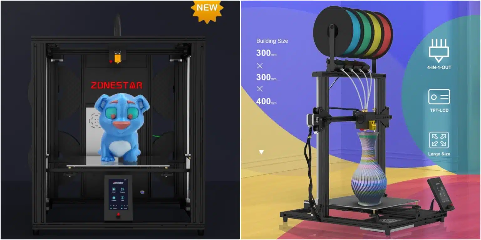 2x Multicolor: Zonestar Z8PM4 Pro & Z9V5 Pro 3D-Drucker