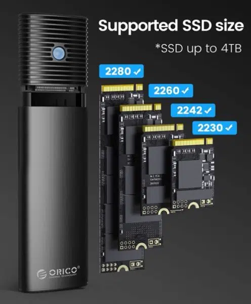 ORICO NVMe SSD-Gehäuse Maße