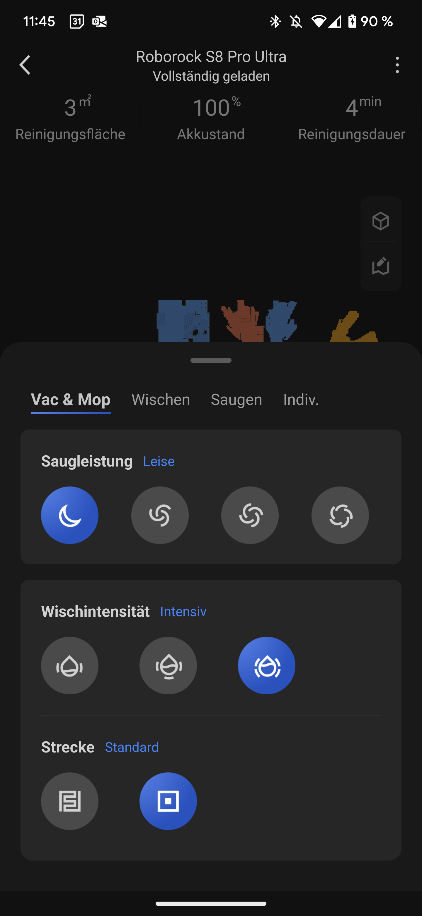 Roborock S8 Pro Ultra Reinigugnseinstellungen