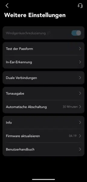 Soundcore Liberty 4 In-Ears App Einstellungen
