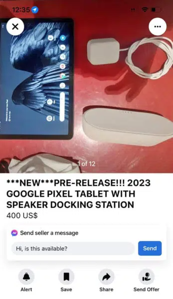 Google Pixel Tablet FB Marketplace