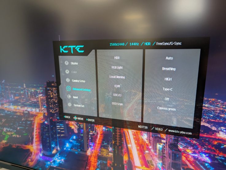 KTC M27T20 Monitor Bildschirmmenü