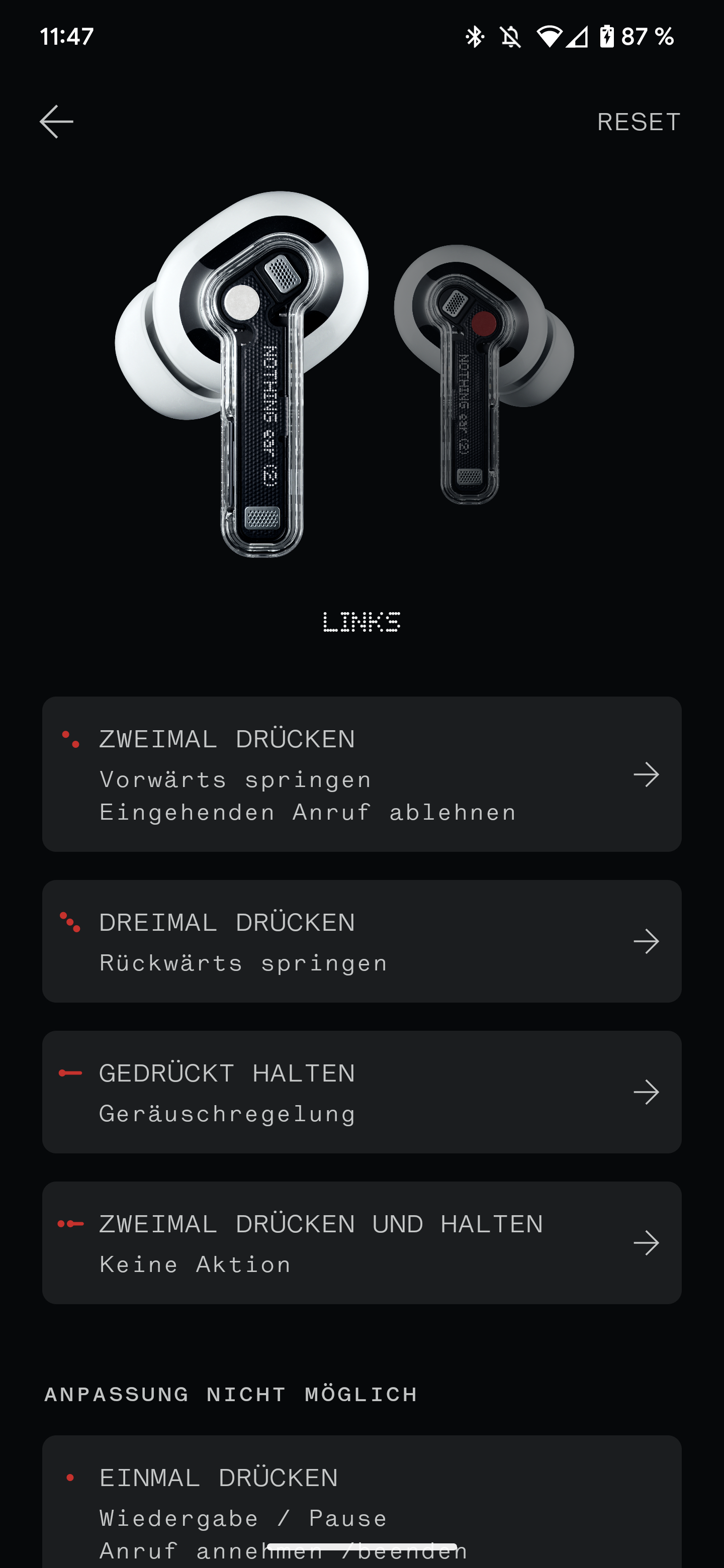 Nothing Ear2 Bedienungseinstellungen Nothing Ear2 Bedienungseinstellungen