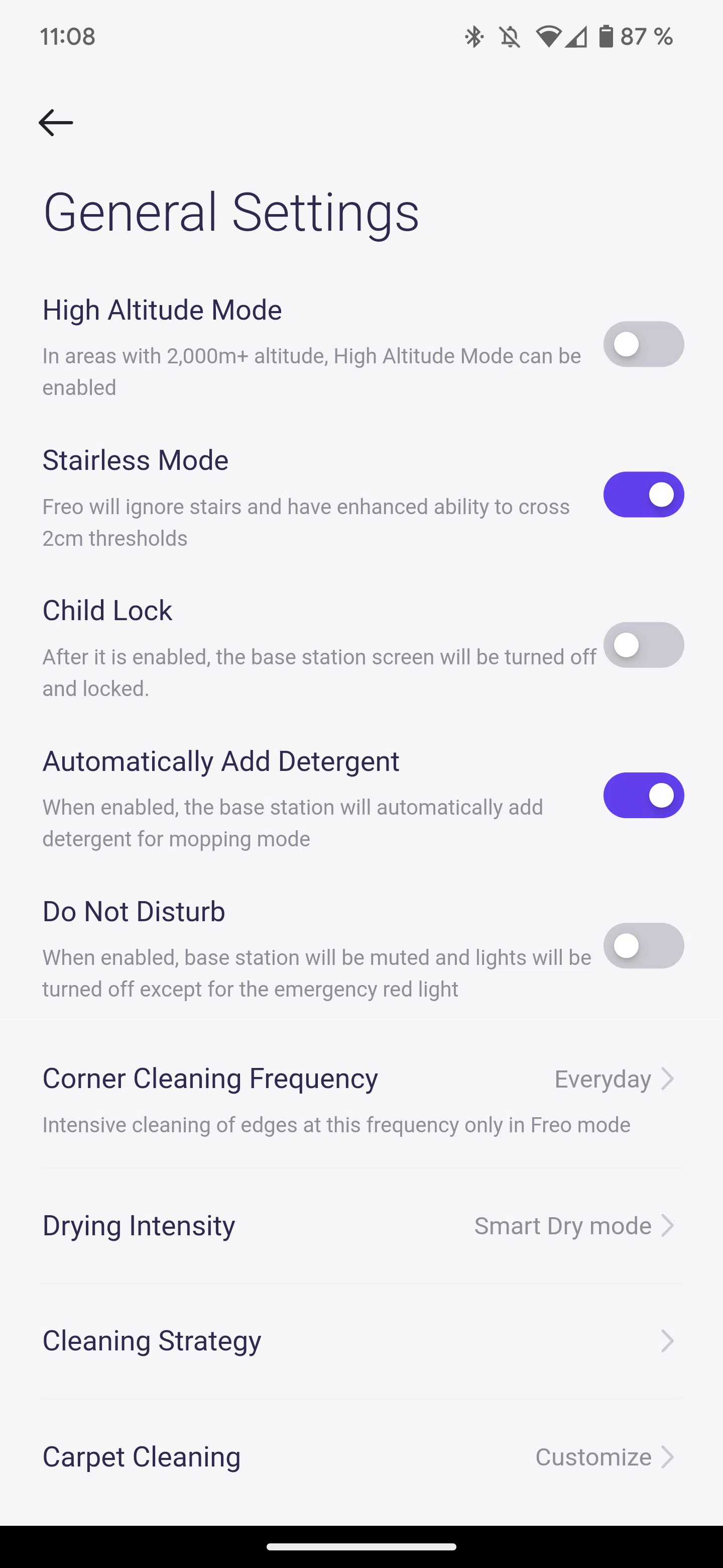 Narwal Freo Saugroboter App Einstellungen