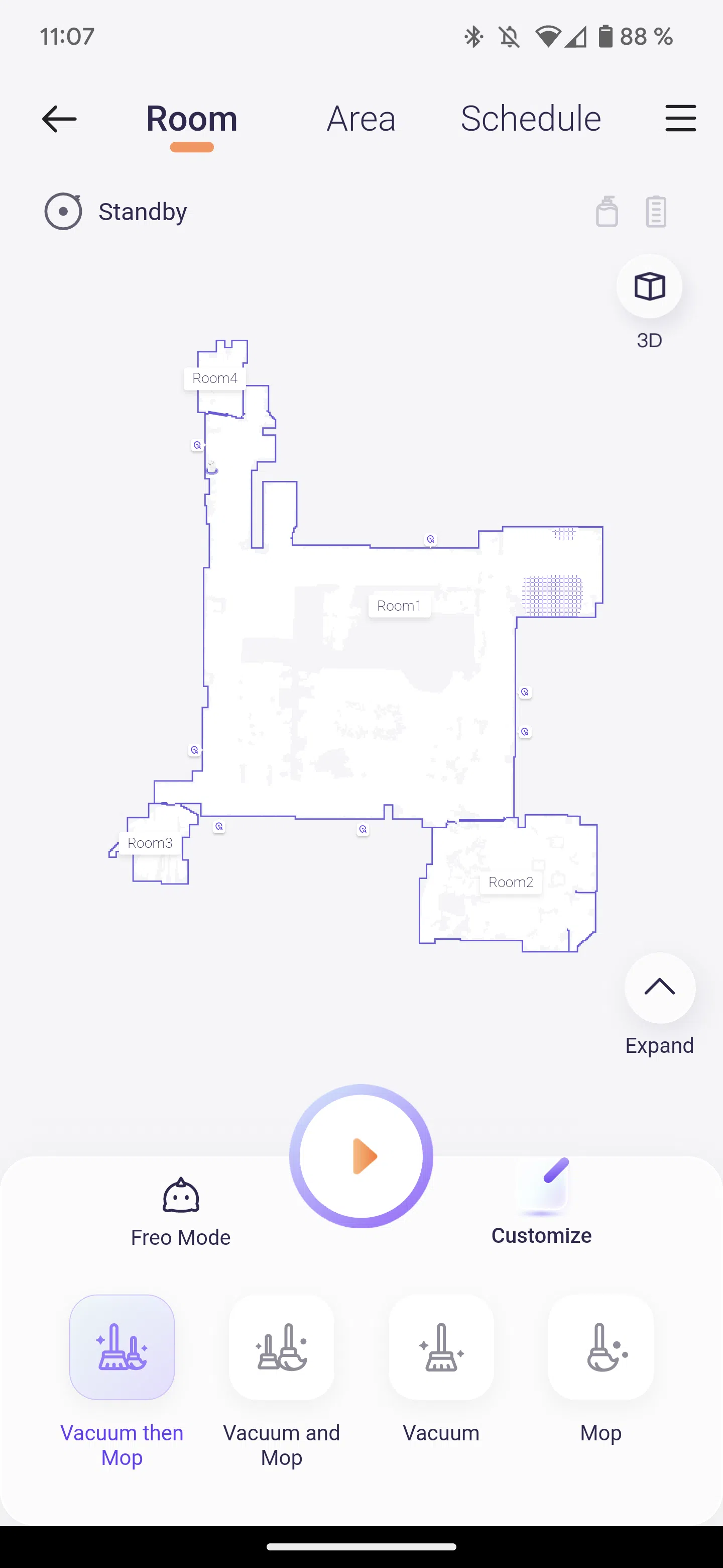 Narwal Freo Saugroboter App Reinigungsmodi