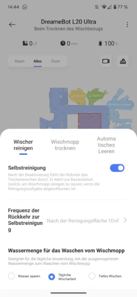 Dreame L20 Ultra Station Einstellung