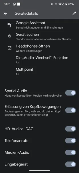 Sony WF-1000XM5 App Einstellungen Android