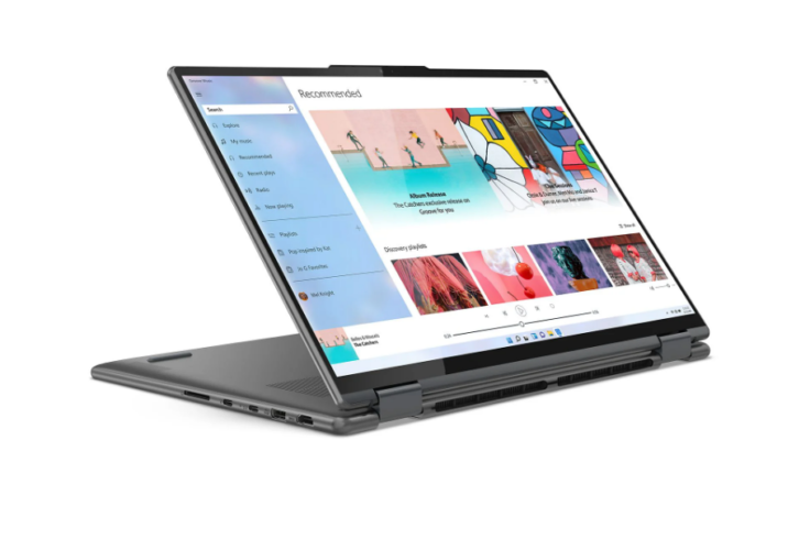 Lenovo Yoga 7i Notebook aufgestellt mit Bildschirm nach vorn