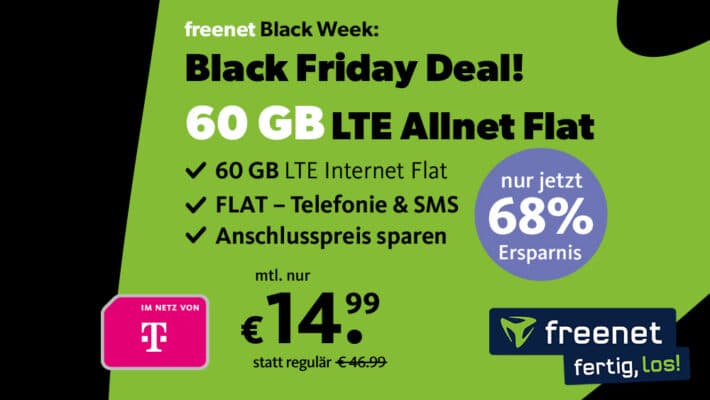 Freenet Black Friday Telekom 60 GB LTE Deal