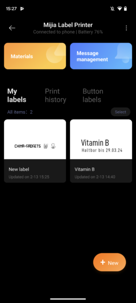 Xiaomi Mijia Etikettendrucker UEbersicht