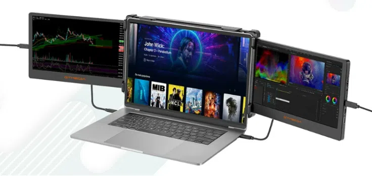 GTMEDIA MATE X Dual-Monitor angebracht