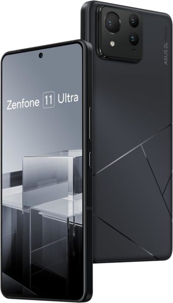 Asus Zenfone 11 Ultra Vorderseite und Rueckseite ins schwarz
