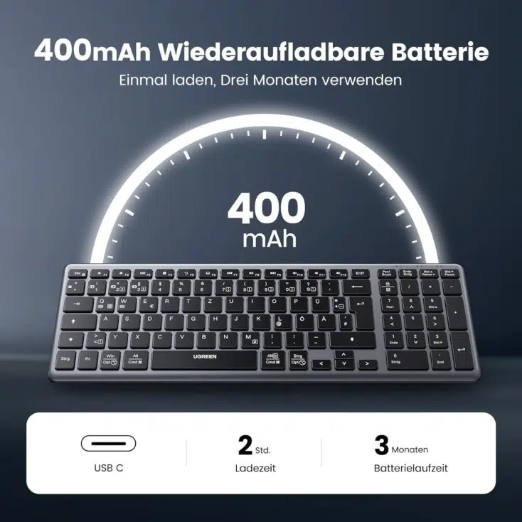 UGREEN Bluetooth Tastatur Kabellos lange Akkulaufzeit